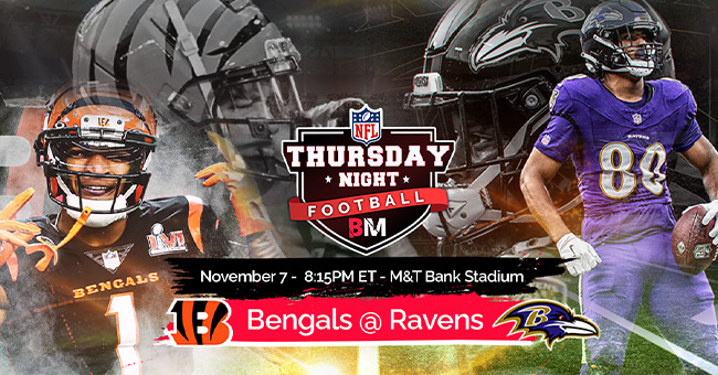  NFL TNF - WEEK 10 Game - Bengals vs Ravens